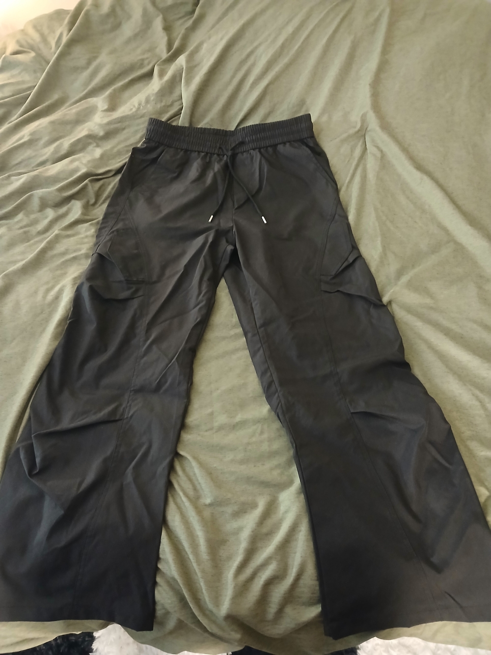 Men's Black Drawstring Cargo Pants